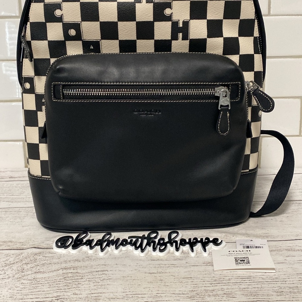 *NEW Coach West Backpack with Black and White Checkerboard Print - Picture 4 of 14